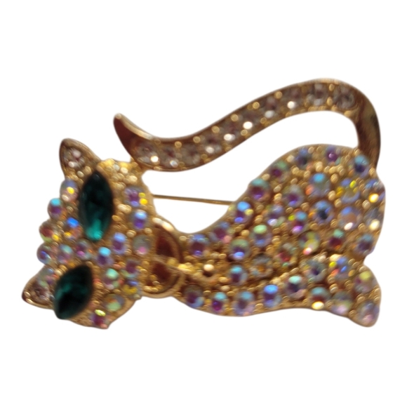 Rhinestone Cat Brooch - Picture 2 of 5